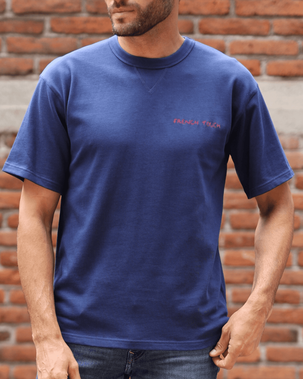 Camiseta azul con bordado "French Touch" de Maison Labiche - para Él