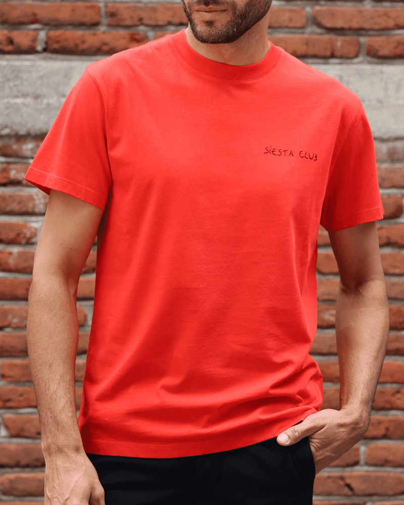 Camiseta roja con bordado "Siesta Club" de Maison Labiche - para Él